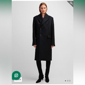 Toteme Women's Broad Double Breasted Recycled Wool Blend Coat Black Eu 40 US 8